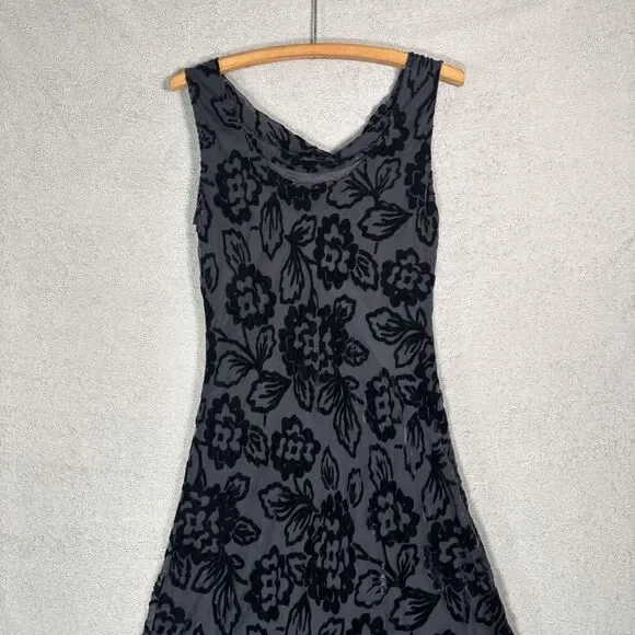 Eva Blue Size S Maxi Velvet Burnout Dress Whimsigoth Gothic Vamp Dark Fairy 90s - Picture 12 of 16